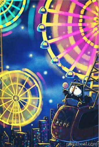 Ferris Wheel Night Scene – 5D Diamond Painting Painting By Numbers Kits