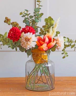 Aesthetic Flowers And Glass Vase – 5D Diamond Painting Painting By Numbers Kits