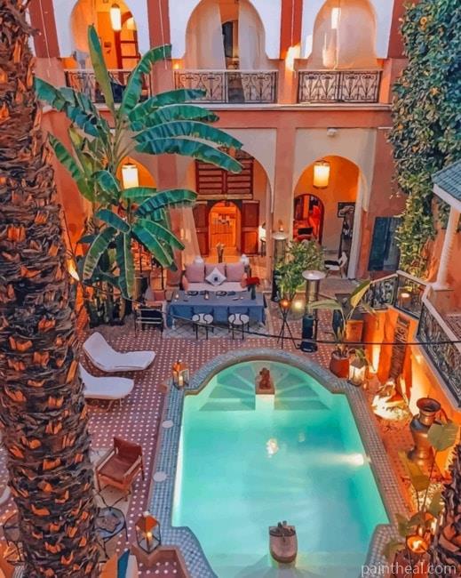 Moroccan Traditional Hotel Painting By Numbers Kits