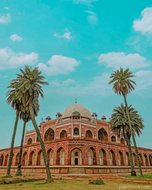 Humayun Tomb And Palms Painting By Numbers Kits