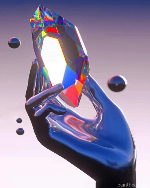 A Silver Hand Holds Crystal Painting By Numbers Kits