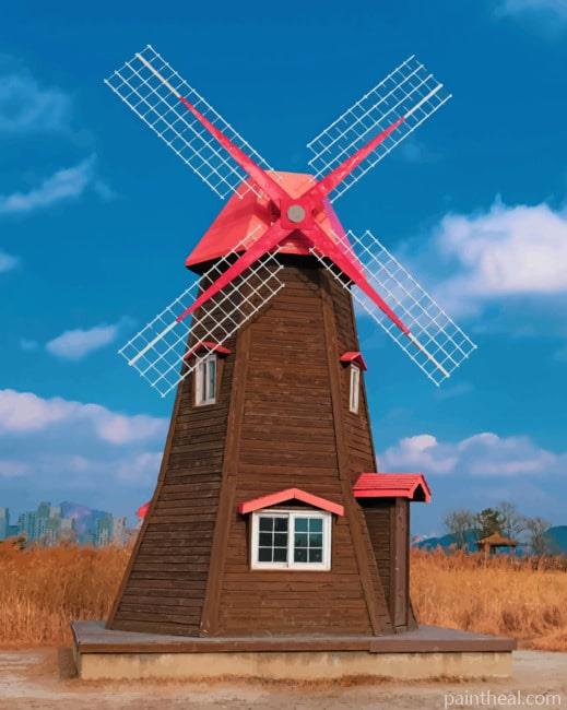 Modern Country Windmill Painting By Numbers Kits