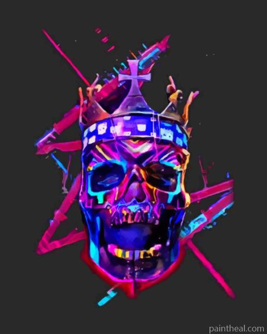 Colorful King Skull Painting By Numbers Kits