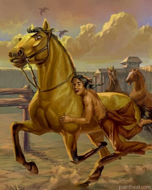 Running Horse With A Native American Painting By Numbers Kits