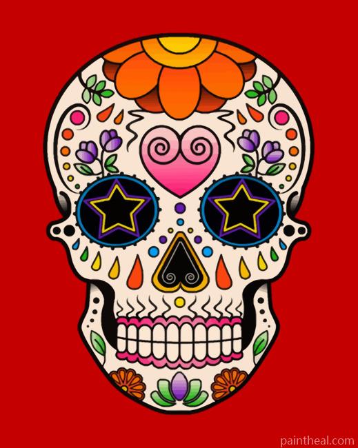 White Folk Art Skull – 5D Diamond Painting Painting By Numbers Kits