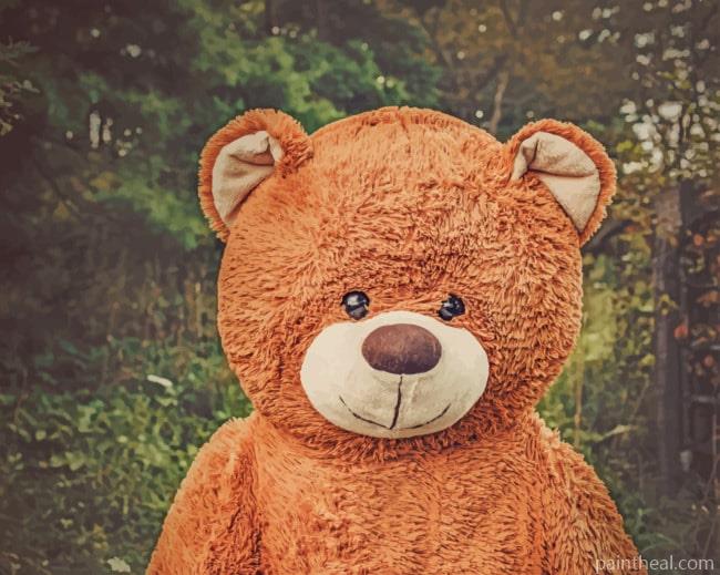 Toy Bear In Forest Painting By Numbers Kits