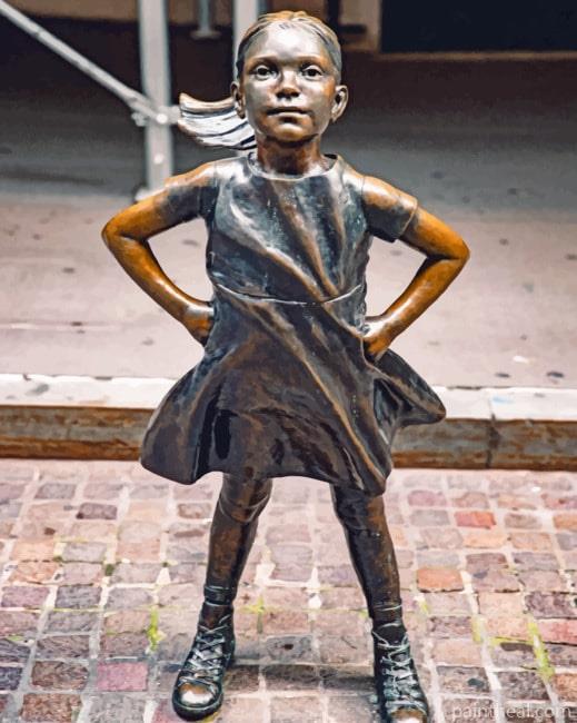 Little Girl Bronze Statue Painting By Numbers Kits