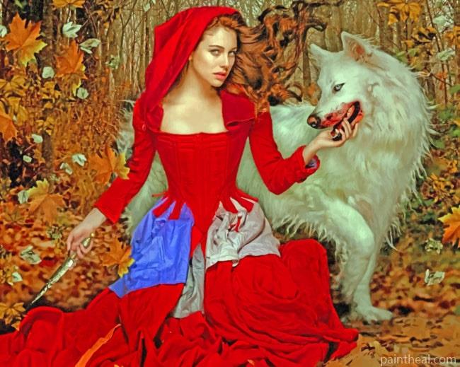 Red Riding Hood And The Wolf Painting By Numbers Kits