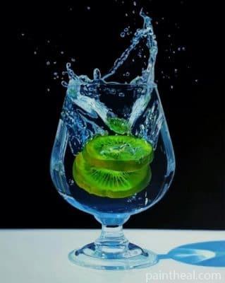 Kiwifruit In Water Glass – 5D Diamond Painting Painting By Numbers Kits