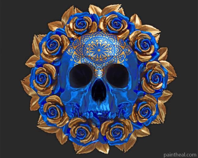 Blue Skull And Flowers Painting By Numbers Kits