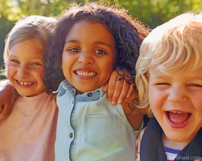 Children Hugging And Smiling Painting By Numbers Kits