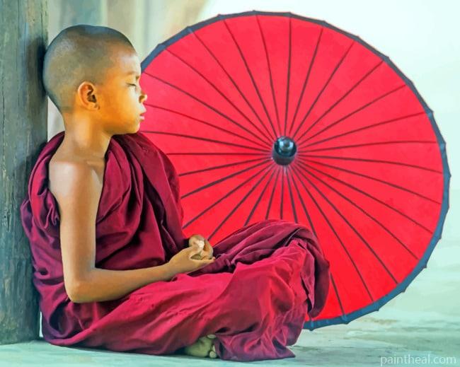 Young Buddhist Monk Painting By Numbers Kits