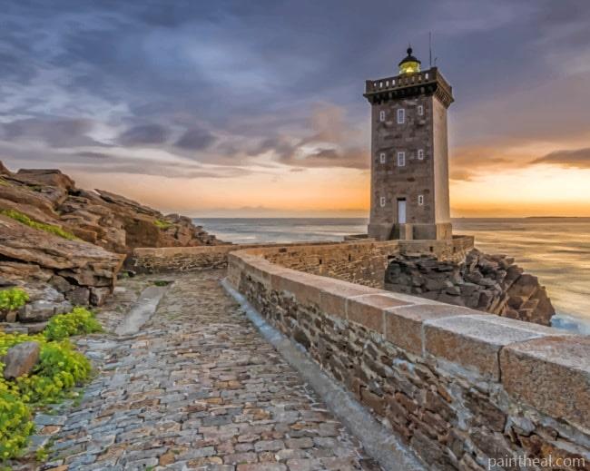 France Sunrise In Coast Lighthouse Painting By Numbers Kits