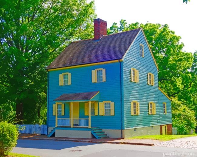 Yellow Blue House Painting By Numbers Kits