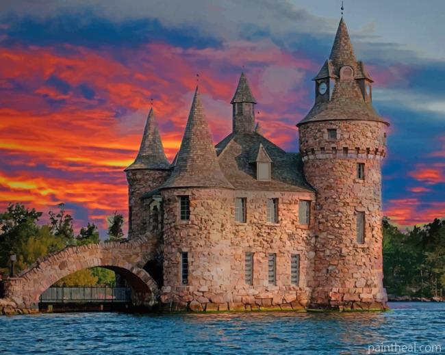 Castle In Sunset And Landscape Painting By Numbers Kits