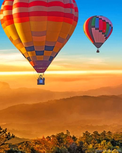 Hot Air Balloon Flying Painting By Numbers Kits