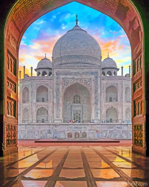 India Agra Taj Mahal Painting By Numbers Kits