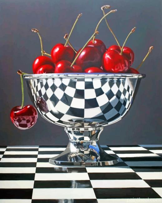Cherries Bowl Photographed Painting By Numbers Kits