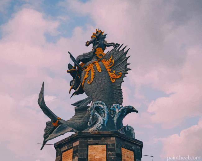 Statue Of Poseidon Riding A Large Fish Painting By Numbers Kits