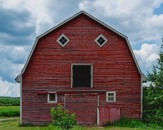 Red Wooden Barn Painting By Numbers Kits