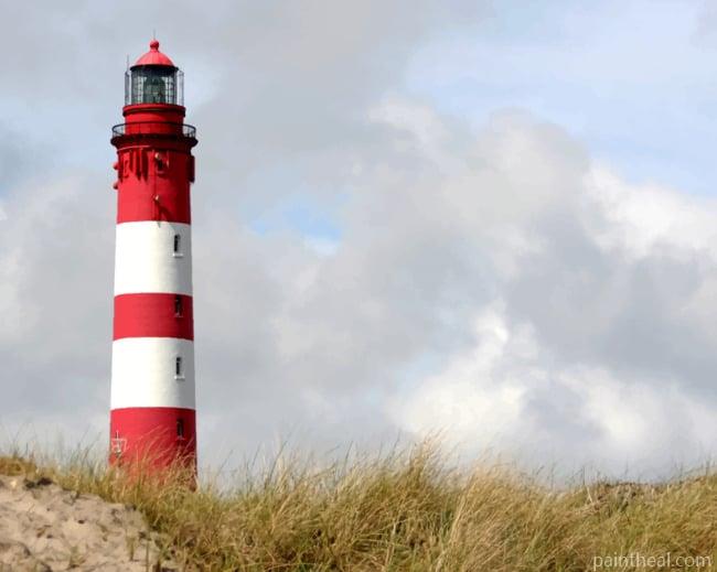Red Germany Lighthouse Painting By Numbers Kits