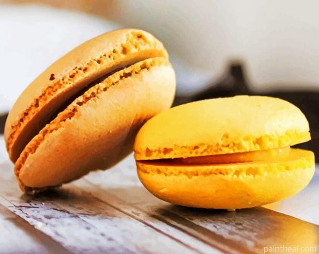 Yellow Macarons Dessert Cakes Painting By Numbers Kits