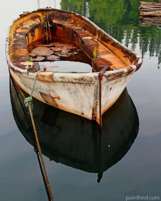 Rusted River Boat Painting By Numbers Kits