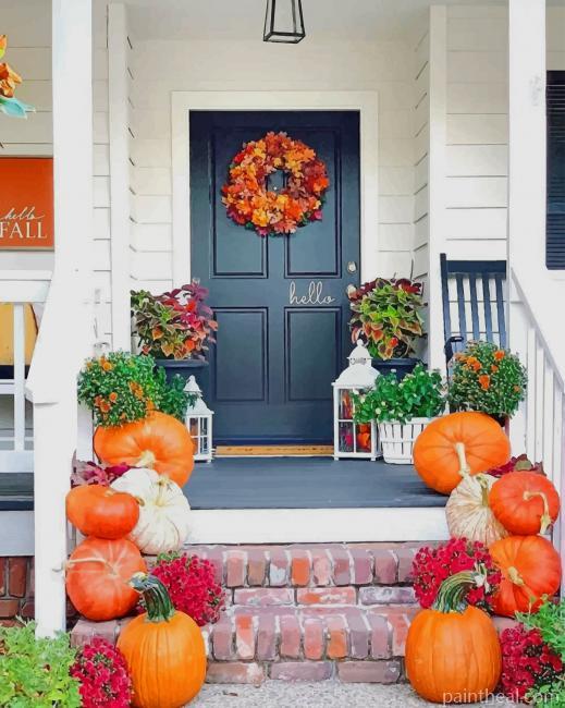 Halloween Fall Cottage Painting By Numbers Kits