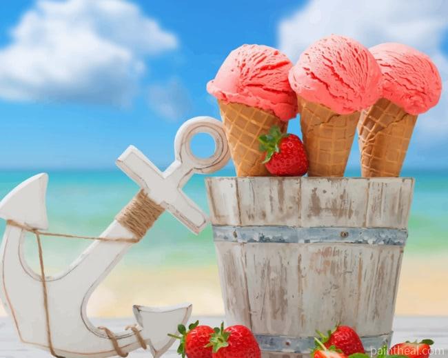 Ice Cream With Strawberries Painting By Numbers Kits