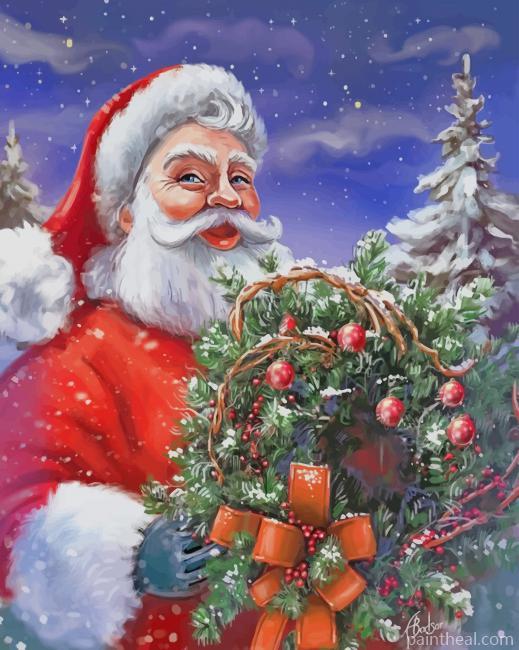 Santa In The Snow Painting By Numbers Kits