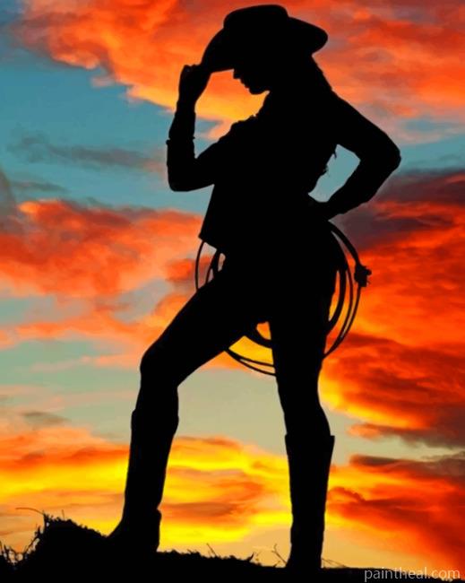 Cowgirl At Sunset Painting By Numbers Kits