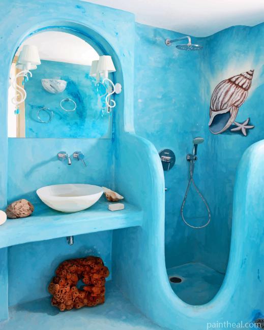 Sea Bathroom Greece Painting By Numbers Kits
