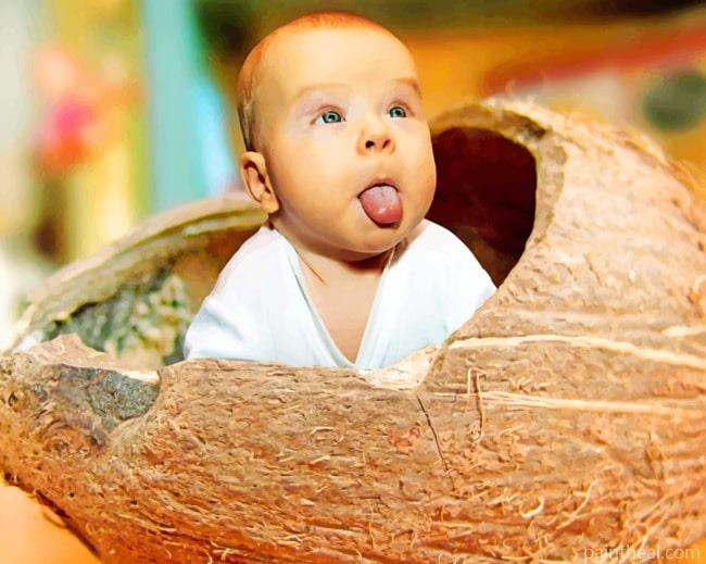 Baby In Coconut Painting By Numbers Kits