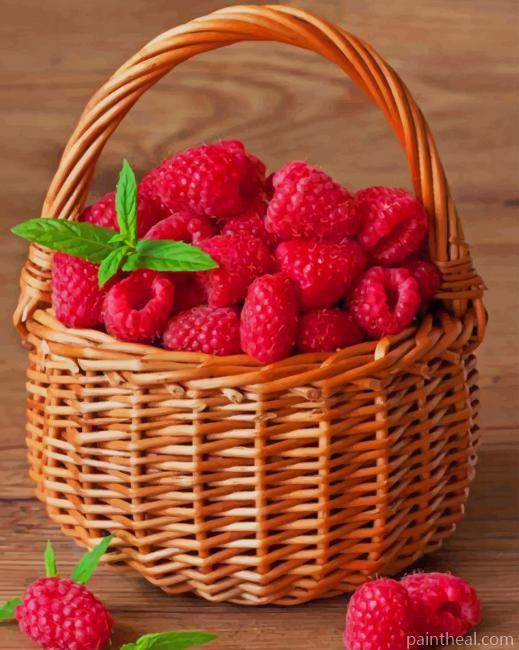 Raspberries Fruit In Basket Painting By Numbers Kits