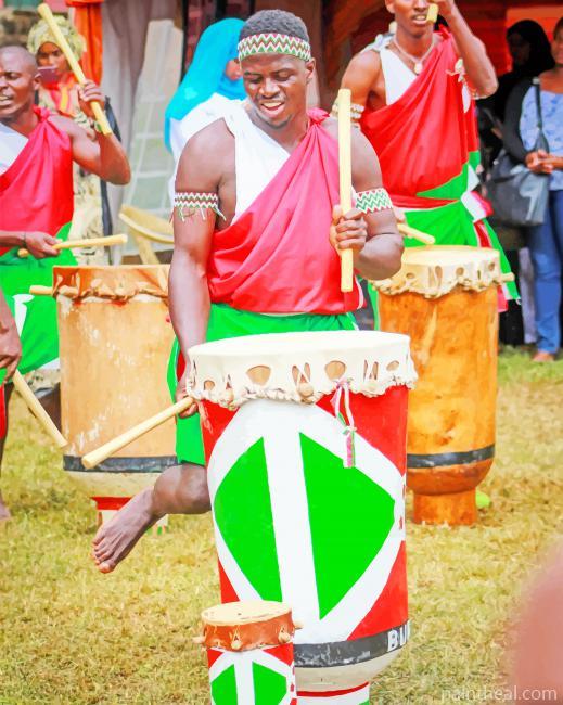 African Dancing Drumer Boys Painting By Numbers Kits