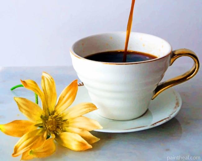 Coffee Cup With Flower Painting By Numbers Kits