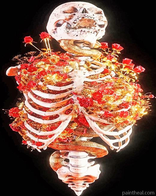 Skull With Flowers Painting By Numbers Kits