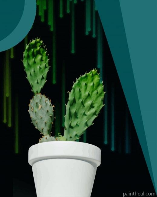 Cactus In Vase Painting By Numbers Kits