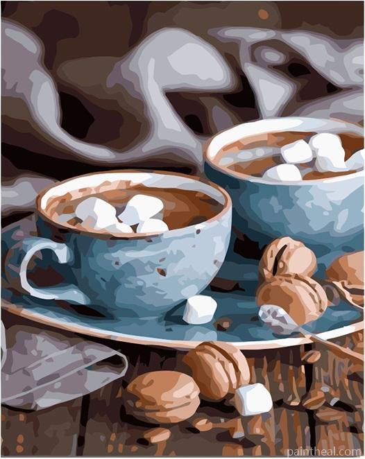 Coffee Cups And Macarons Painting By Numbers Kits