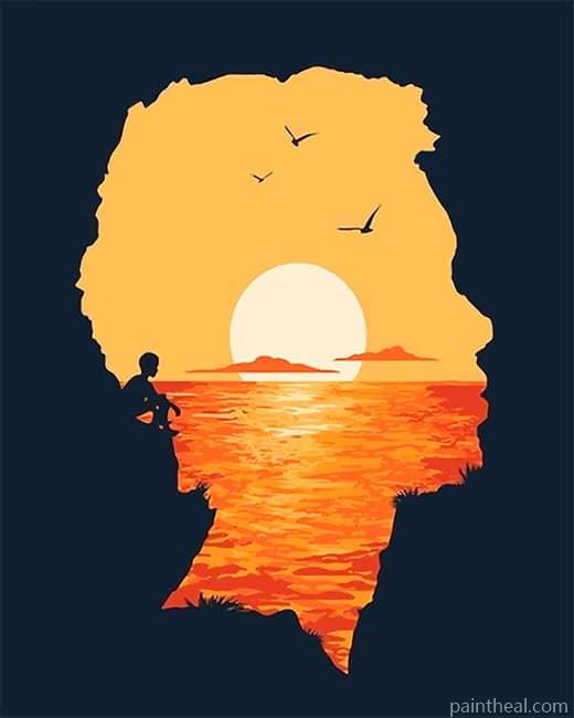 Silhouette Man Sunset Painting By Numbers Kits