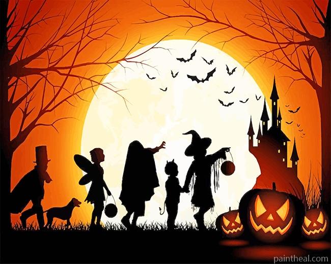 Halloween Celebration Silhouette Painting By Numbers Kits
