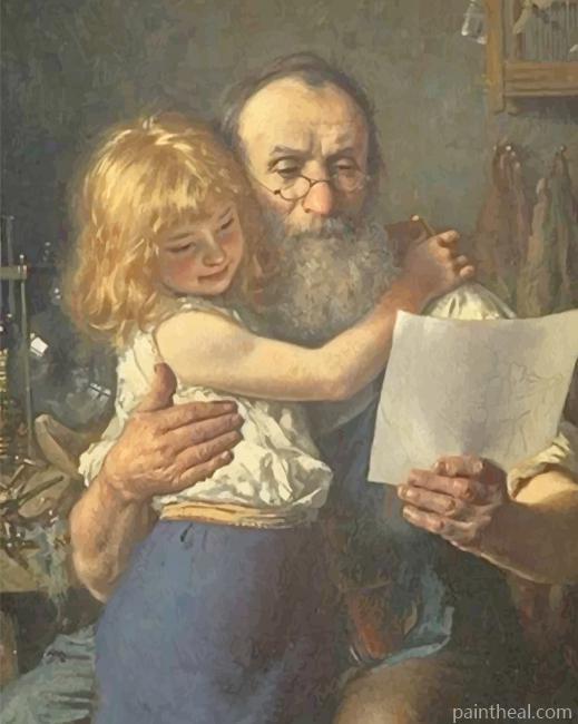 Daughter And Grandfather Painting By Numbers Kits