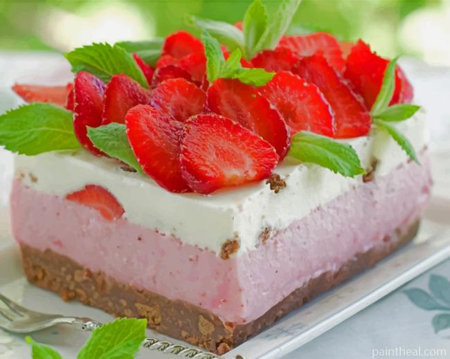 Cheesecake With Strawberries Painting By Numbers Kits