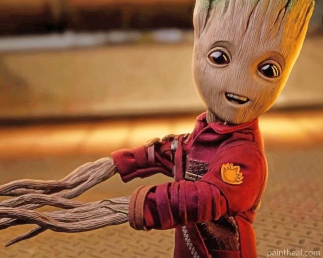Cute Baby Groot Painting By Numbers Kits