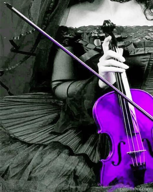 Woman Holding Purple Violin Painting By Numbers Kits