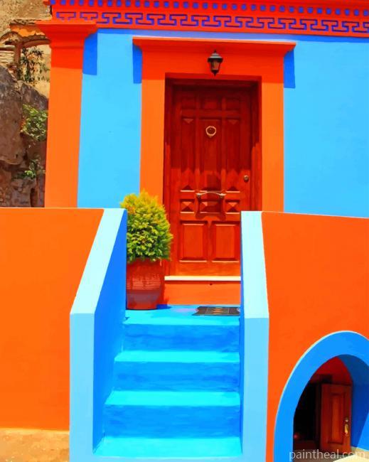 Blue and Orange House Painting By Numbers Kits