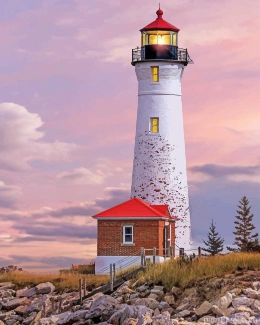 Crisp Point Lighthouse Michigan Painting By Numbers Kits