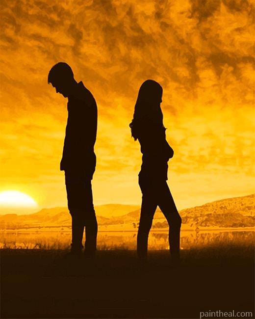 Sad Couple Silhouette Painting By Numbers Kits