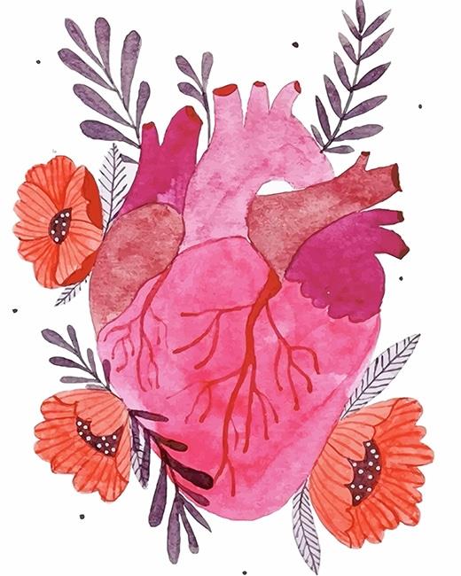 Heart with Flowers Painting By Numbers Kits