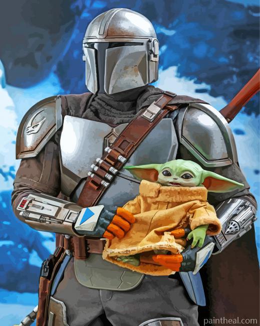 Baby Yoda And Mandalorian Painting By Numbers Kits